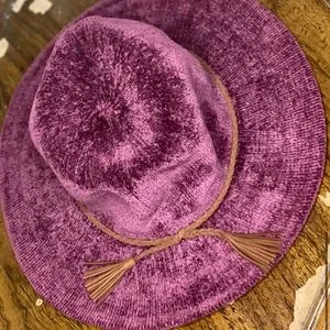 Mauve corduroy fedora Vintage United Hatters Corduroy Fedora Tan Hat Feathers Size  main image 3